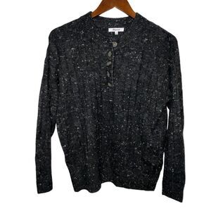 Women's Madewell Grey Wool Blend Henley Sweater